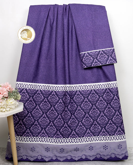 Royal Purple Rida With Smart Dark Floral Panel & Smart Lace
