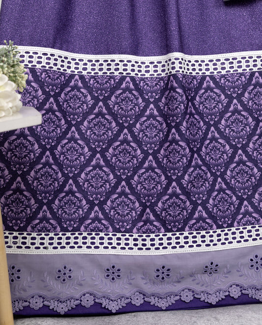 Royal Purple Rida With Smart Dark Floral Panel & Smart Lace