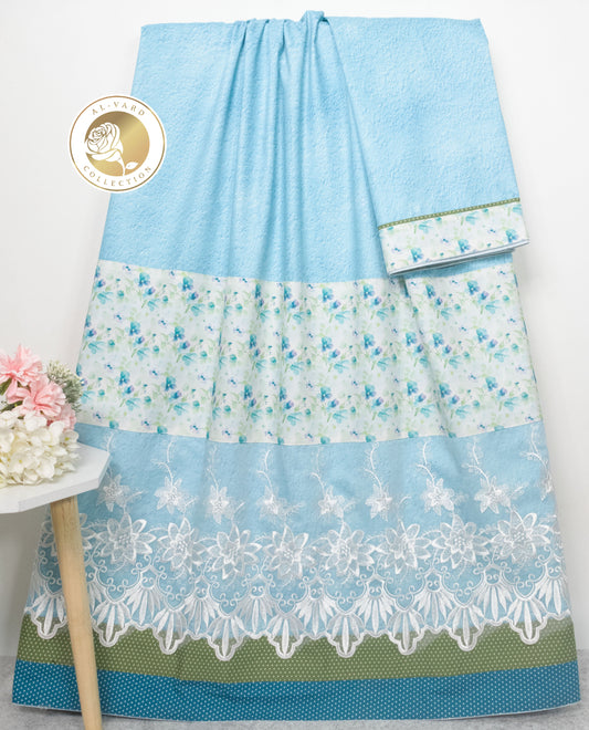 Turquoise Blue Rida With Smart Floral Panel & Lacing
