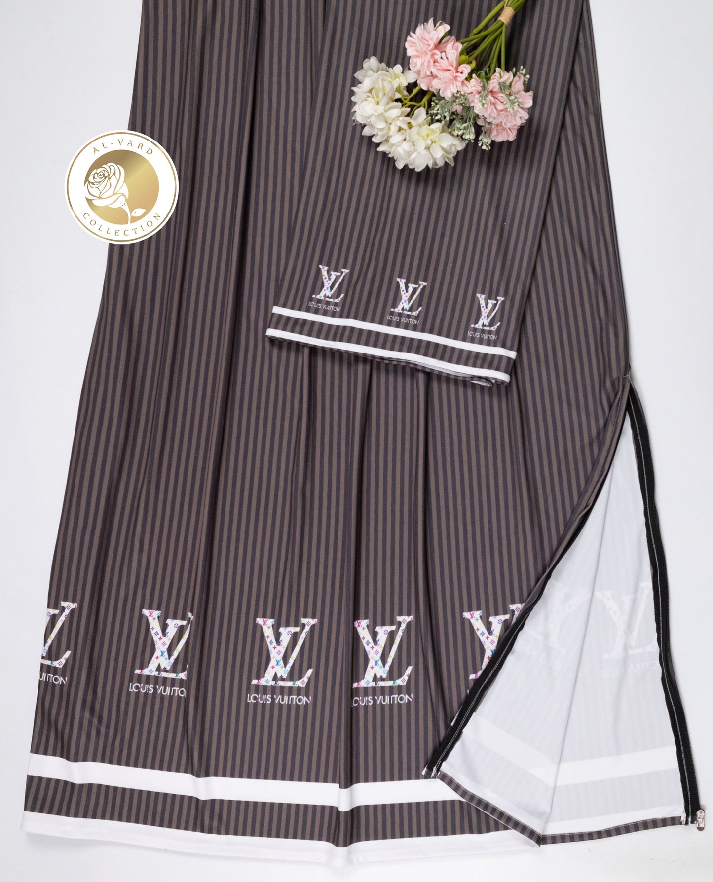 Dark Brown Lining Swim Wear With Louis Vuitton Logo Printed All Over