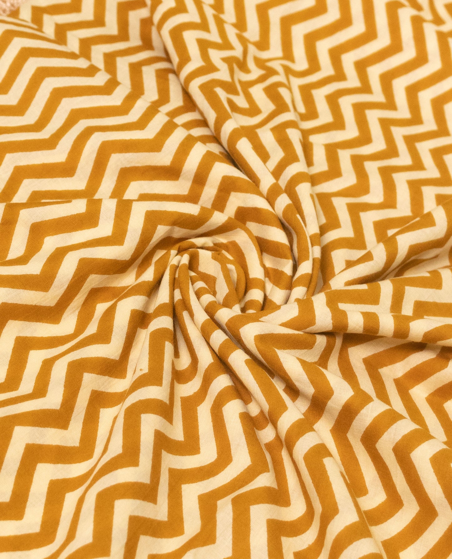 Mustard Yellow Chevron Rida With Smart Floral Panel & Lace