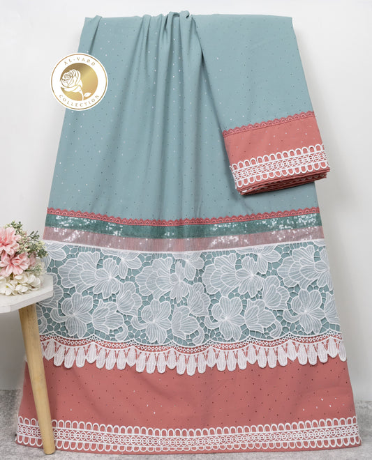 Emerald Green Glitter Rida With Smart Glitter Panel & Smart Floral Sequence Lace