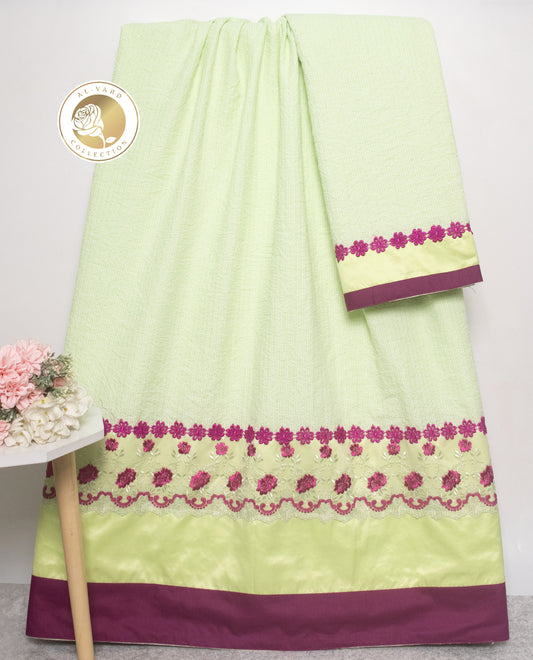 Light Green Popcorn Rida With Smart Panel & Lace