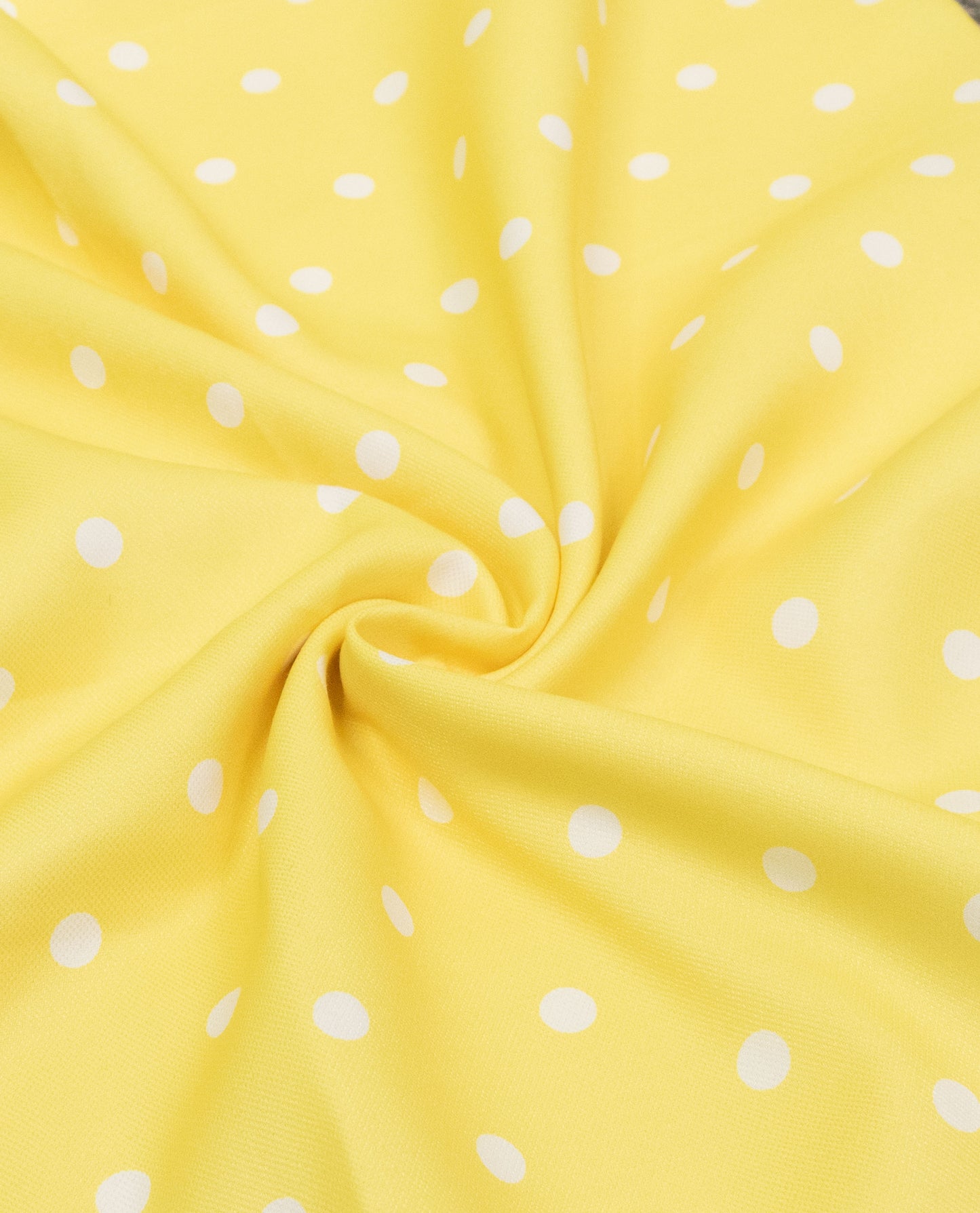 Mango Yellow White Dots Rida With Polka Dots Panel & Lace