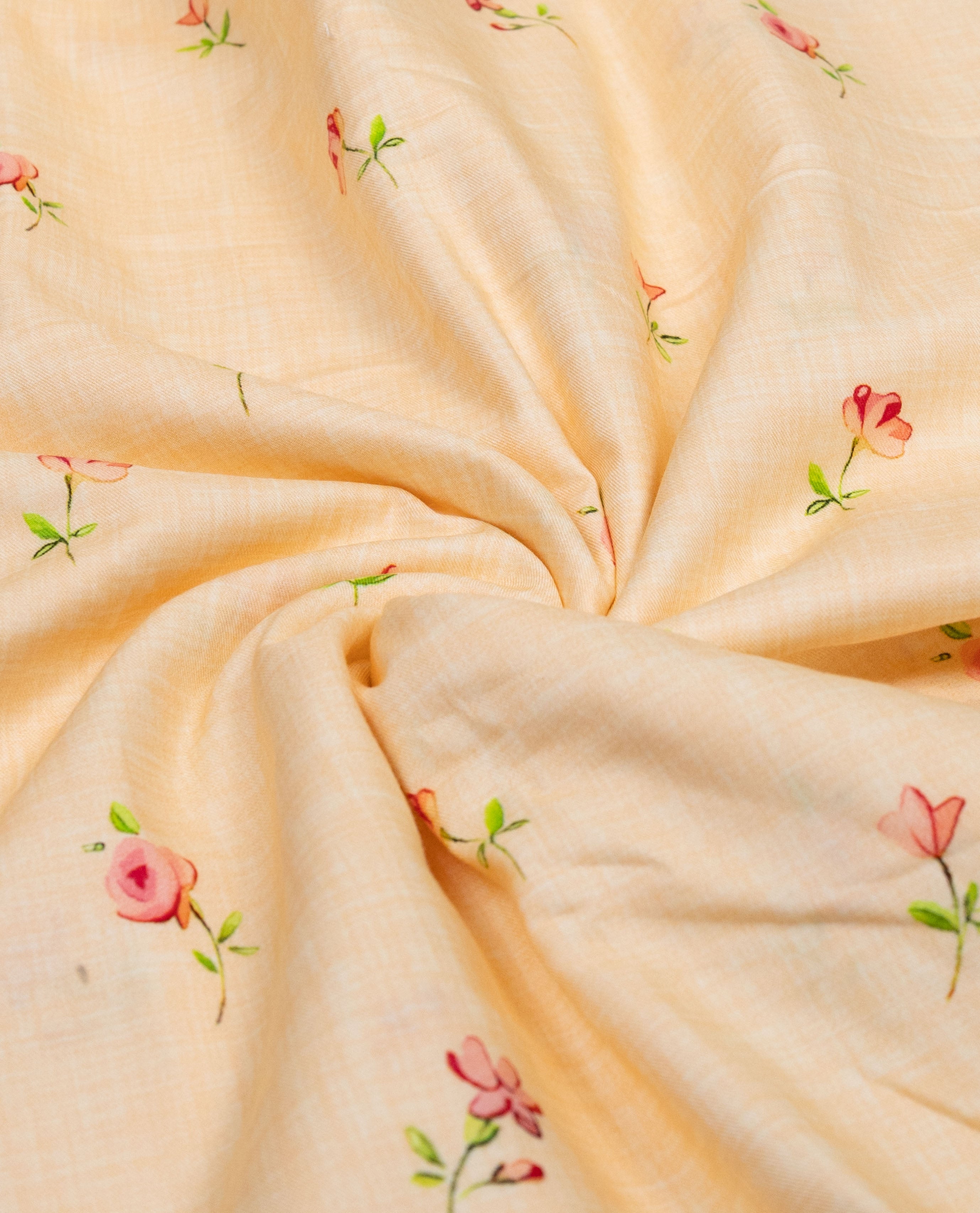 Light Yellow Rida With Smart Floral Print & Smart Lace