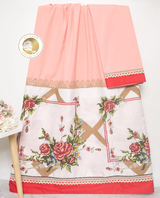 Peach Rida With Heavy Floral Crosscet Belt & Smart Lace