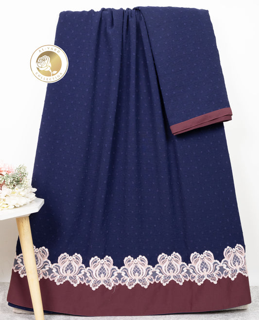 Navy Blue Abaya Rida With Smart Lace & Smart Dark Abaya Panel