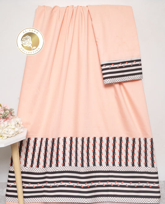 Peach Rida With Smart Black Printed Panel