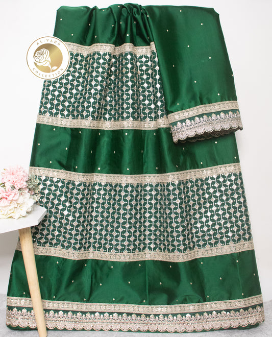 Dark Green Rida With Heavy Look Golden Laces & All Over Tikri