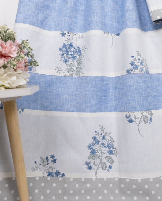 Powder Blue Rida With Smart White Floral Print Panel