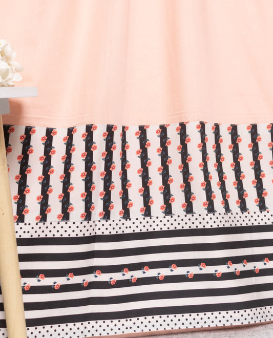 Peach Rida With Smart Black Printed Panel