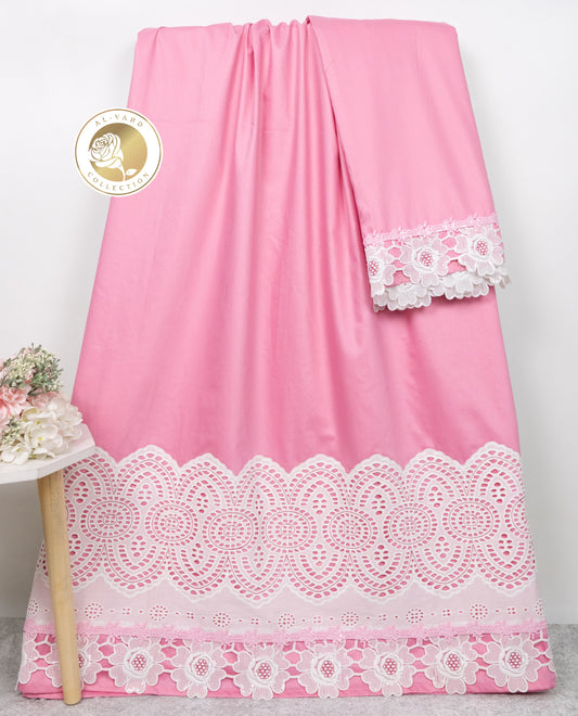 Candy Pink Rida With Smart White Floral Lacing