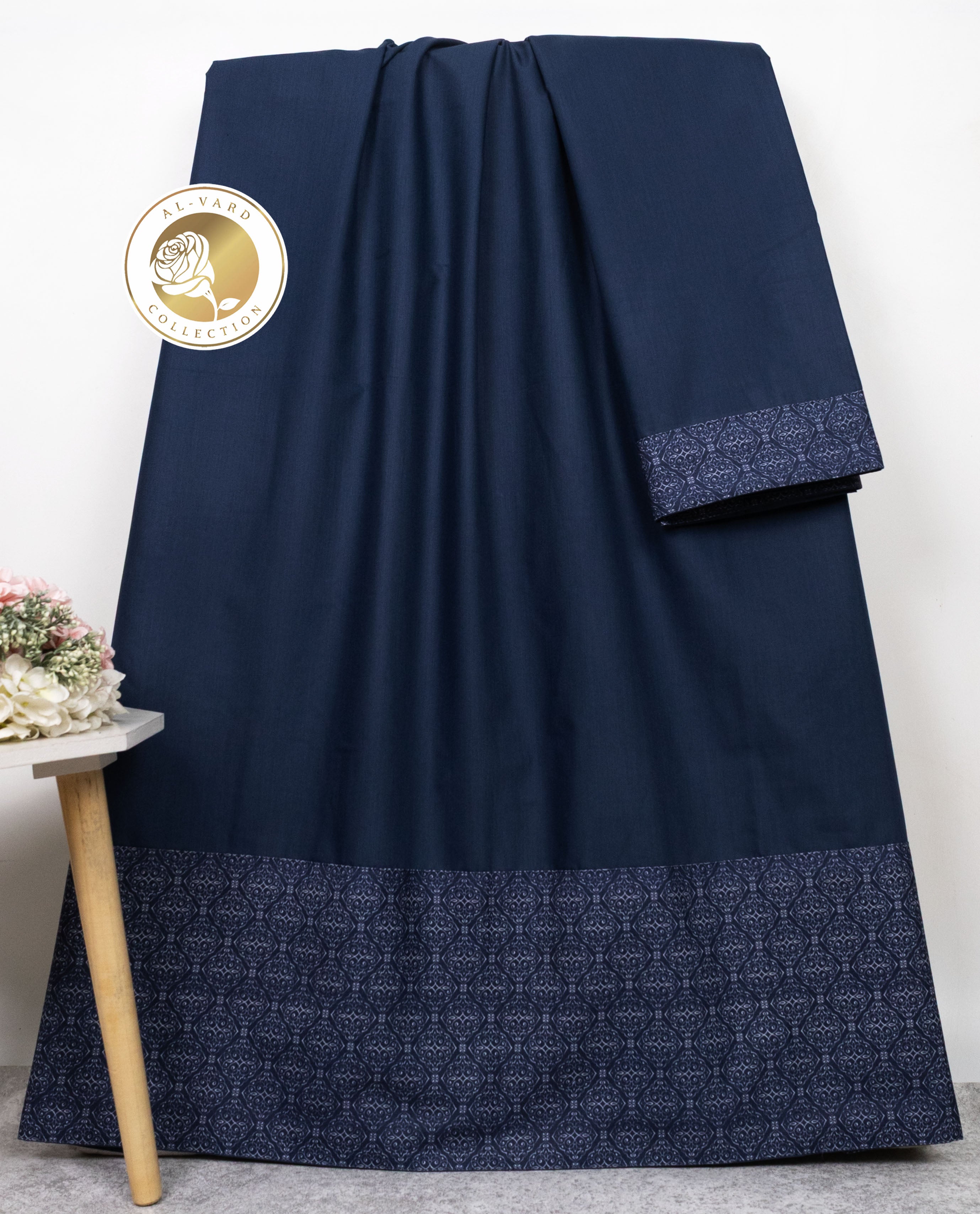 Dark Navy Blue Rida With Smart Same Dark Color Printed Panel