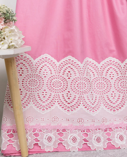 Candy Pink Rida With Smart White Floral Lacing