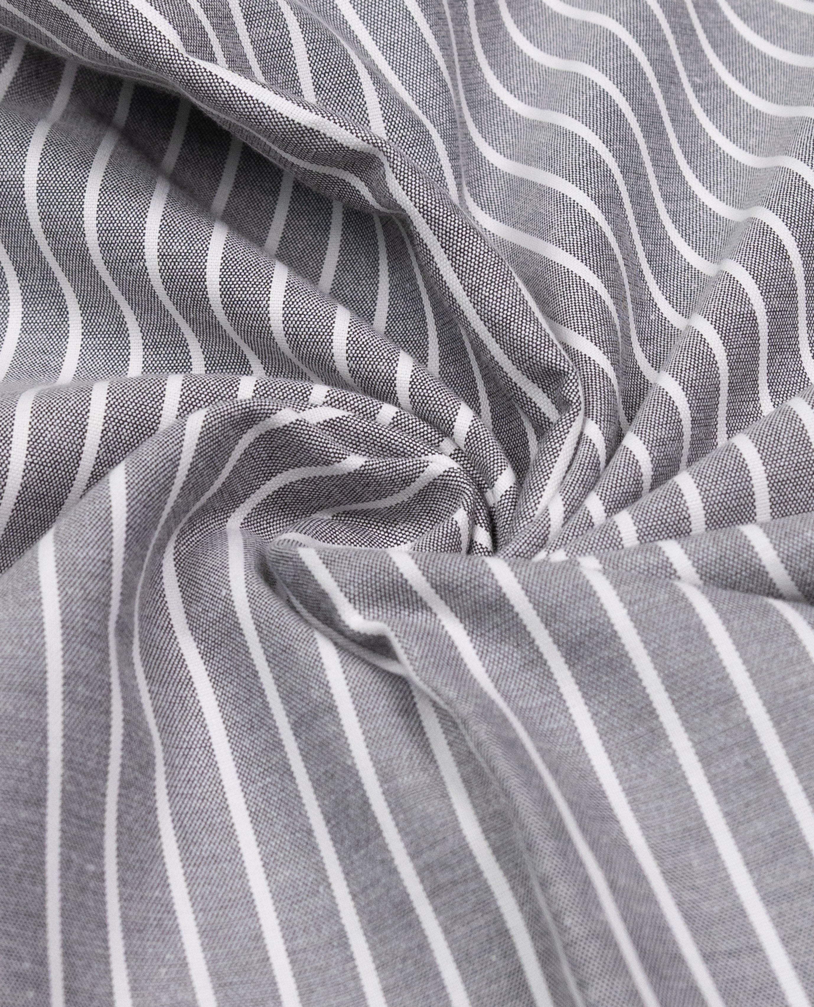 White Grey Stripes Rida With Smart Lace & Floral Applique Bunch With Aari Touch Up