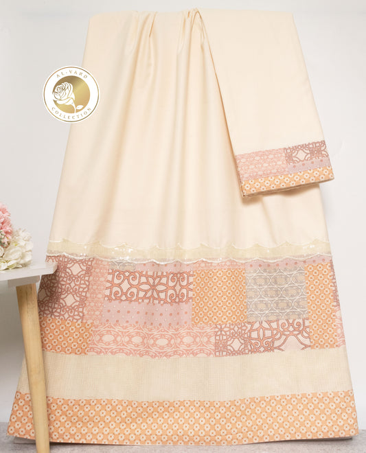 Creamy Yellow With Smart Design Panel & Smart Sequence Lace