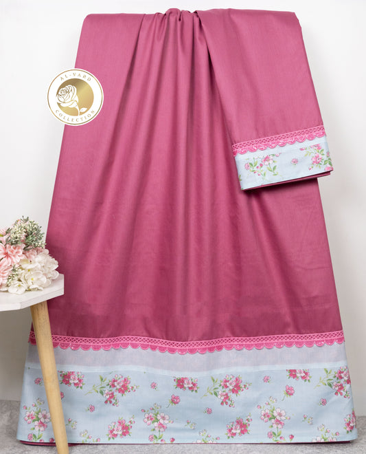Dark Rose Pink Rida With Smart Floral Panel & Smart Lace