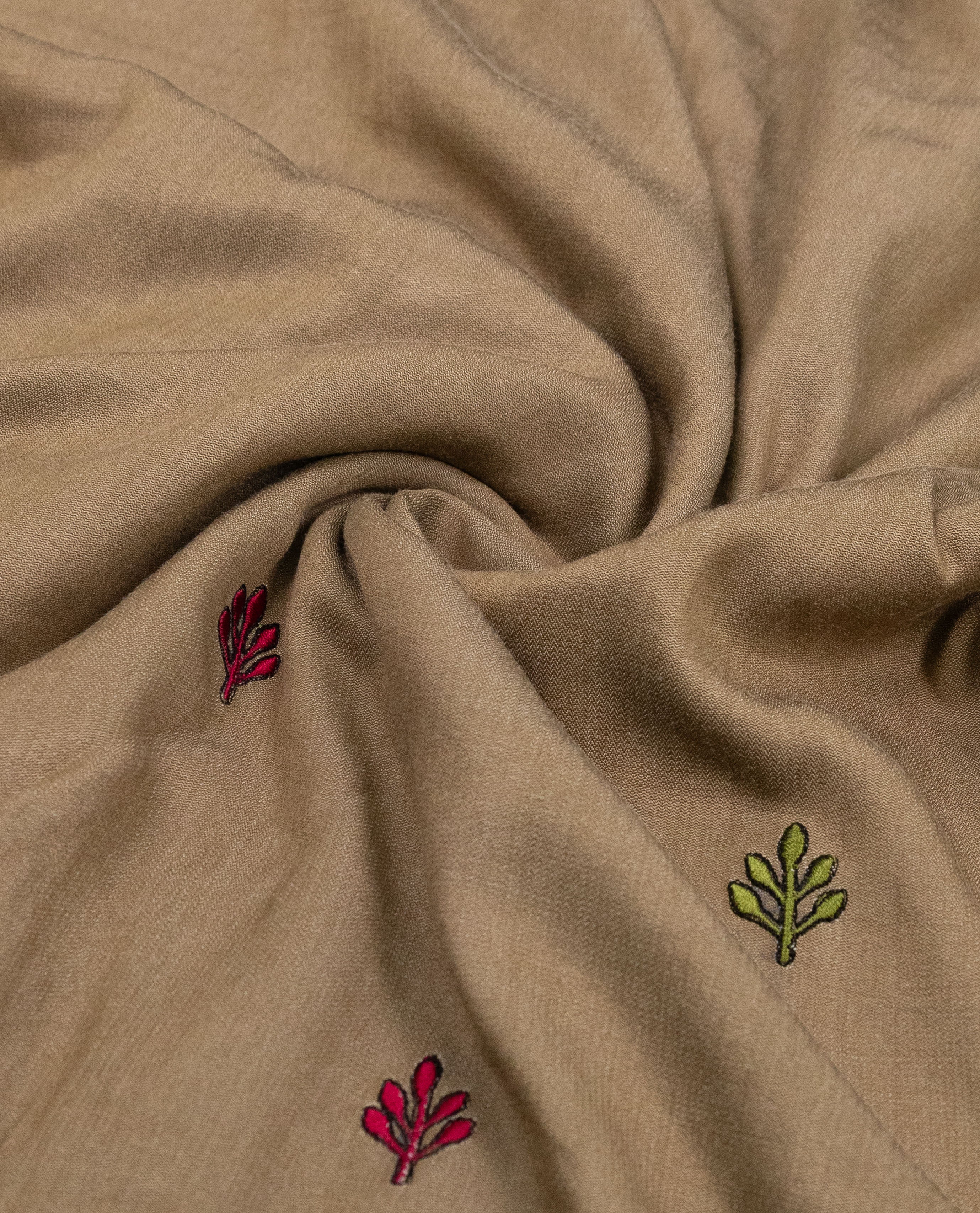 Khaki Brown Base Black Flower Pattern & Smart Heavy Look Lacing-2900/-