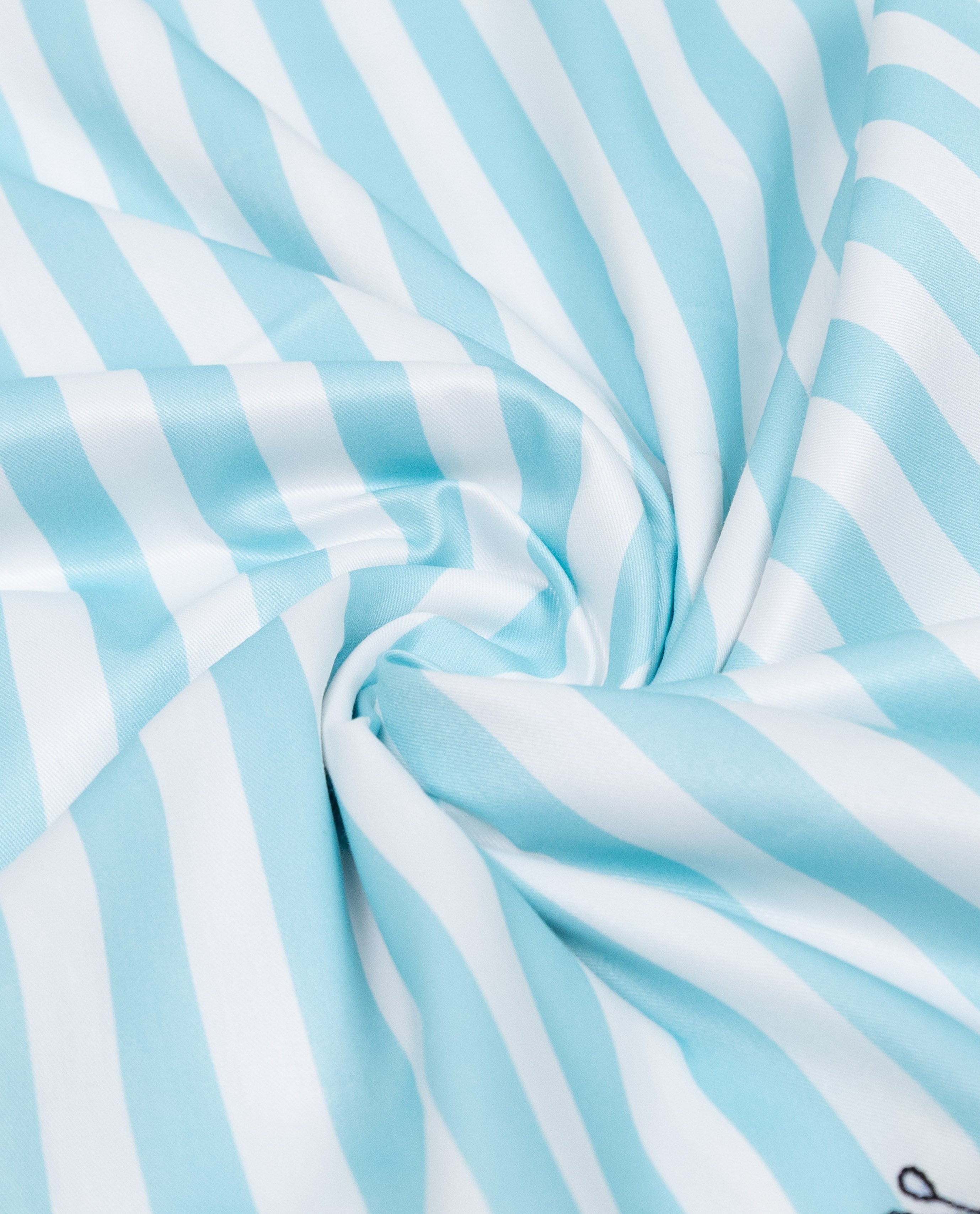 Light Blue White Stripes Rida With Small Black Lace & All Over Floral Booties & Frill Look