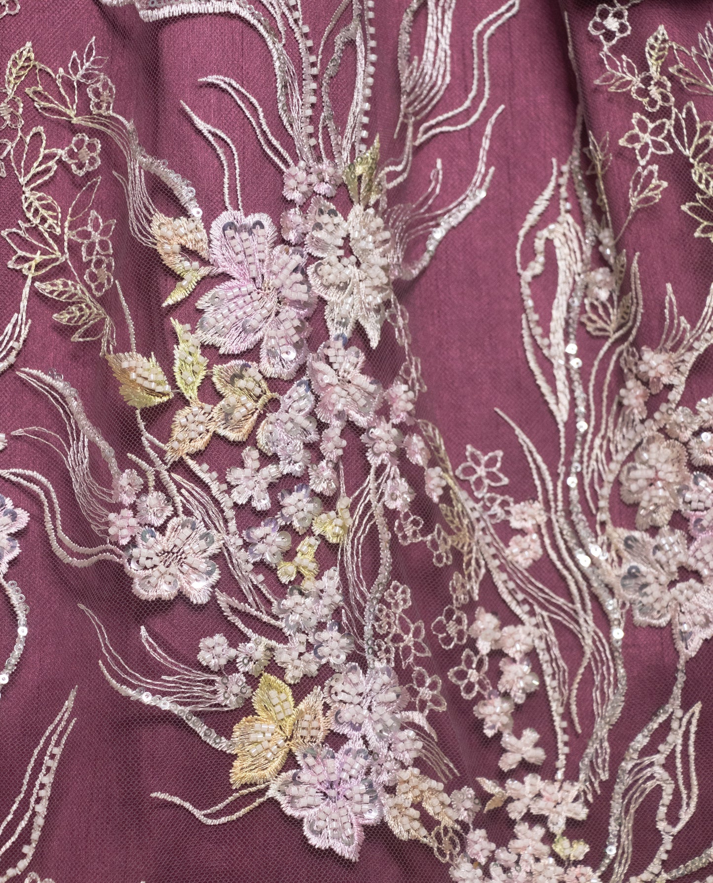 Dark Falsa Color With Smart Floral Net Peice & Lace