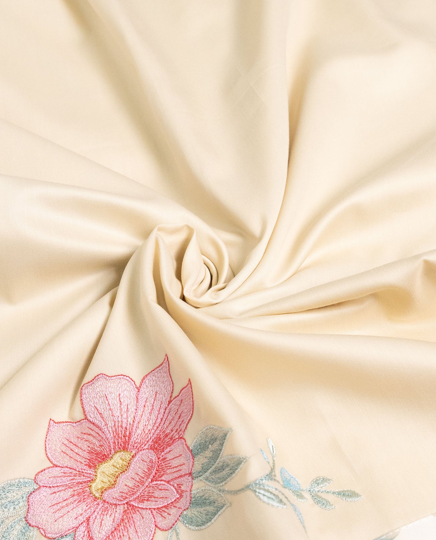 Beige Rida With Floral Embroidery Work & Smart Floral Print Panel & Laces