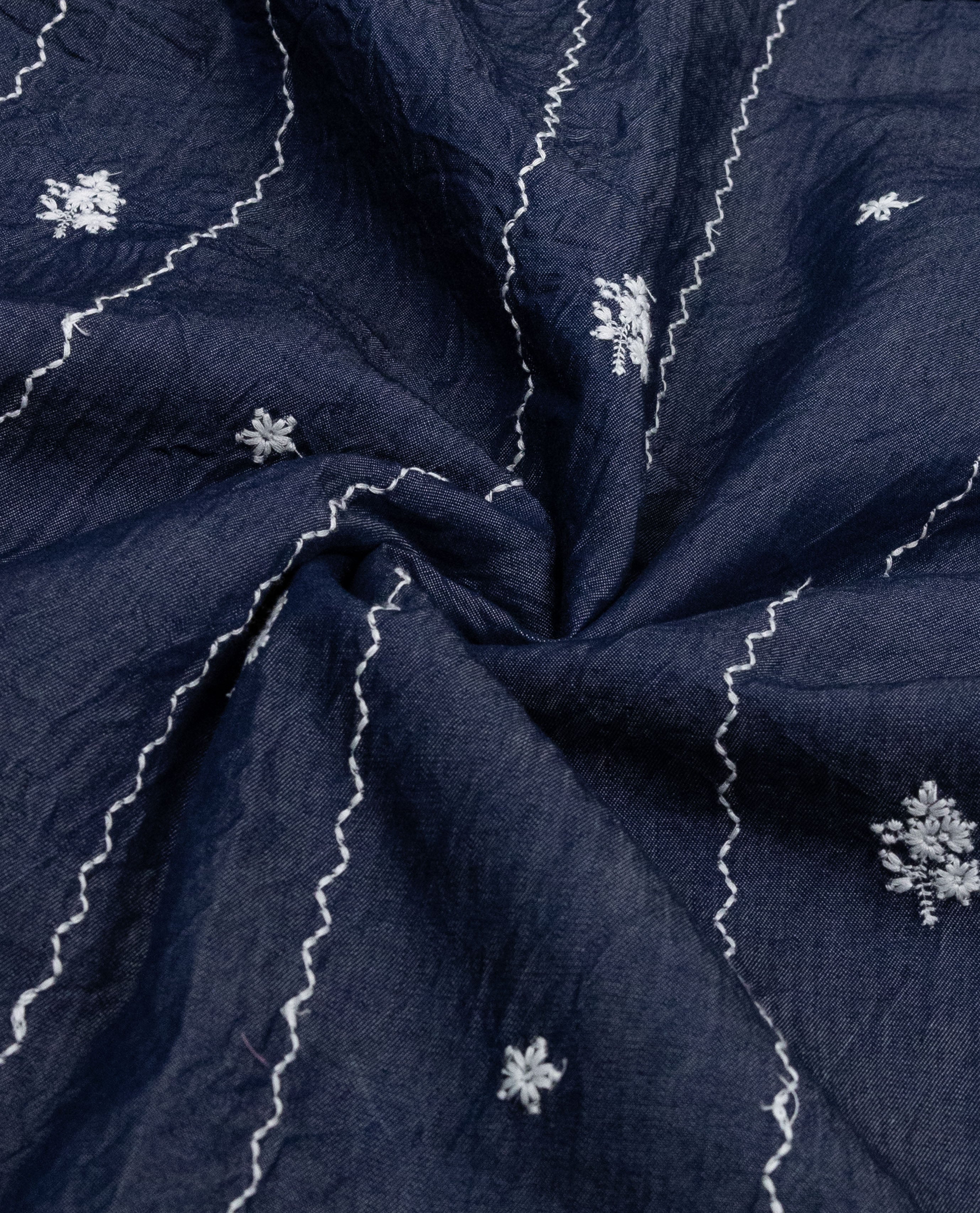 Midnight Blue Rida With Smart Pattern Floral Lace & Floral Applique Work-3600/-