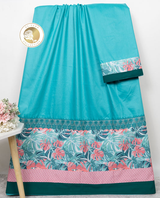 Turquiose Rida With Smart Floral Dots Panel & Smart Lace