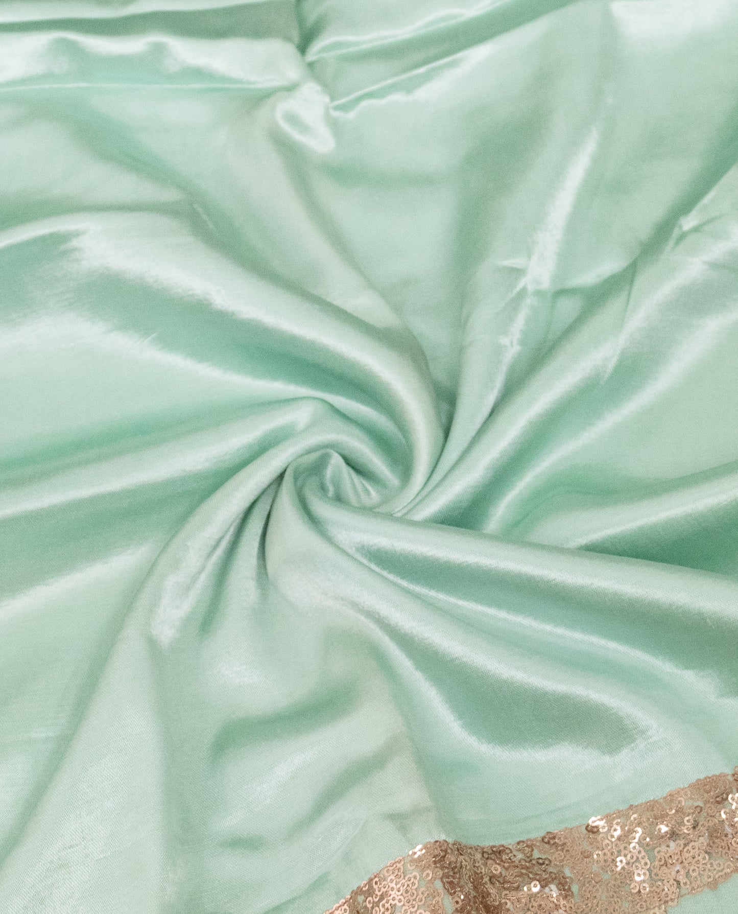 Pista Green Silky With Heavy Look Lace & Golden Tikri Lace