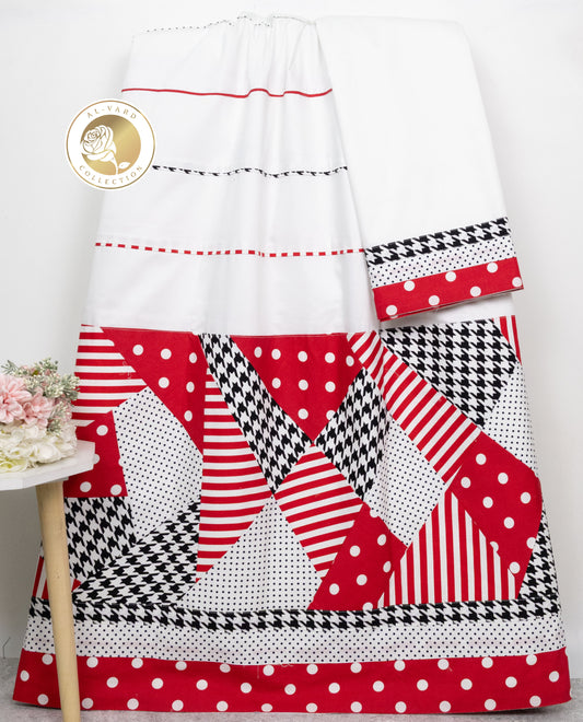 White Rida With Black & White Fancy Pattern & Smart Pipin