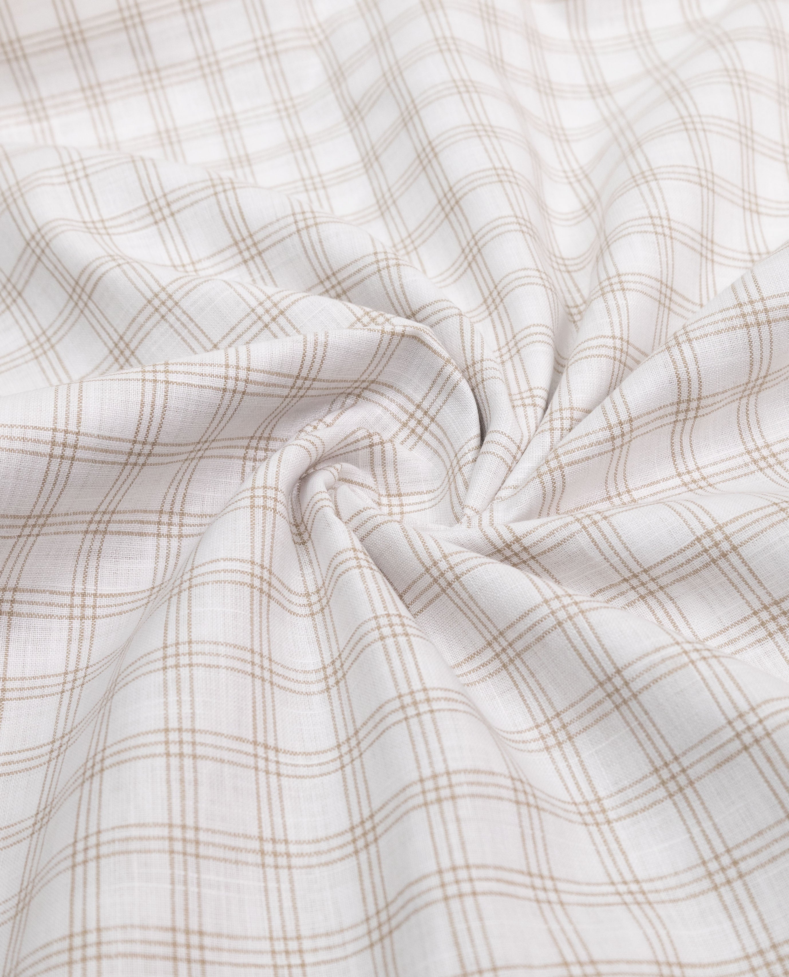 Off White Base Beige Checks Rida With Smart Panel & Smart Floral Work On Panel