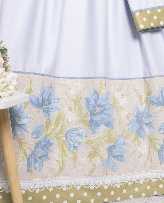 Light Grey Rida With Smart Floral Panel & Lace