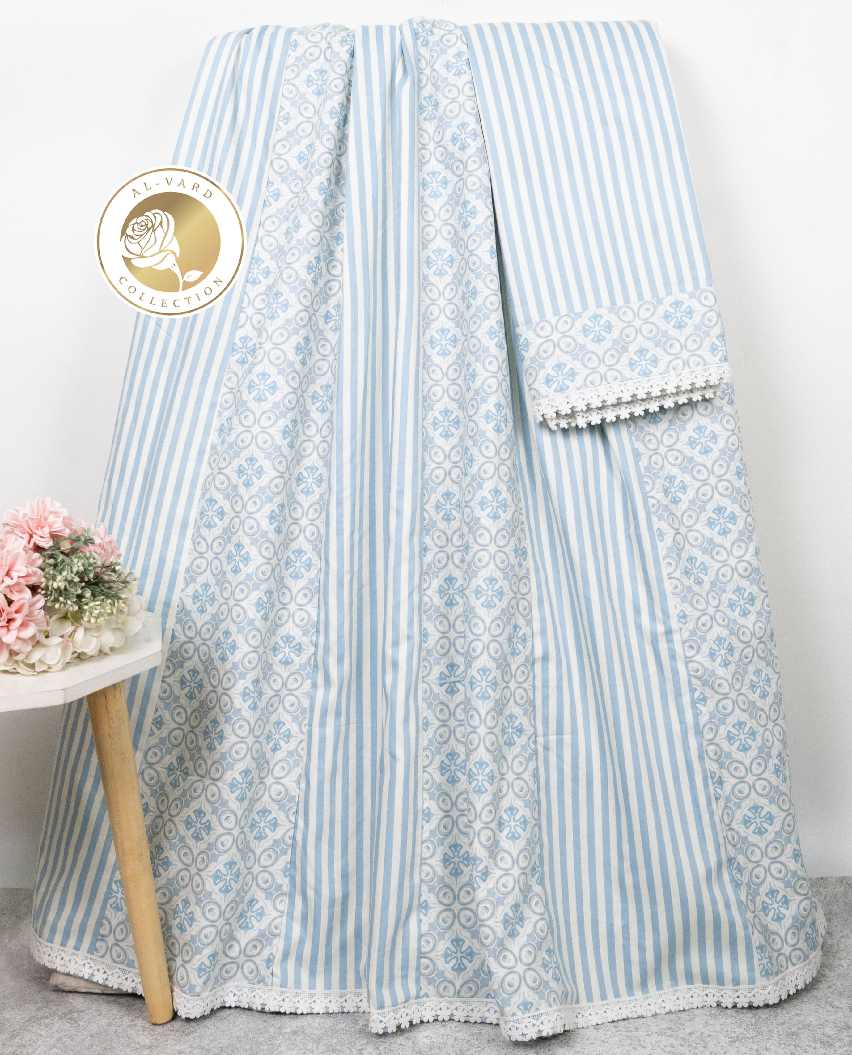 Baby Blue White Stripes Rida With Smart Pattern & Smart Look
