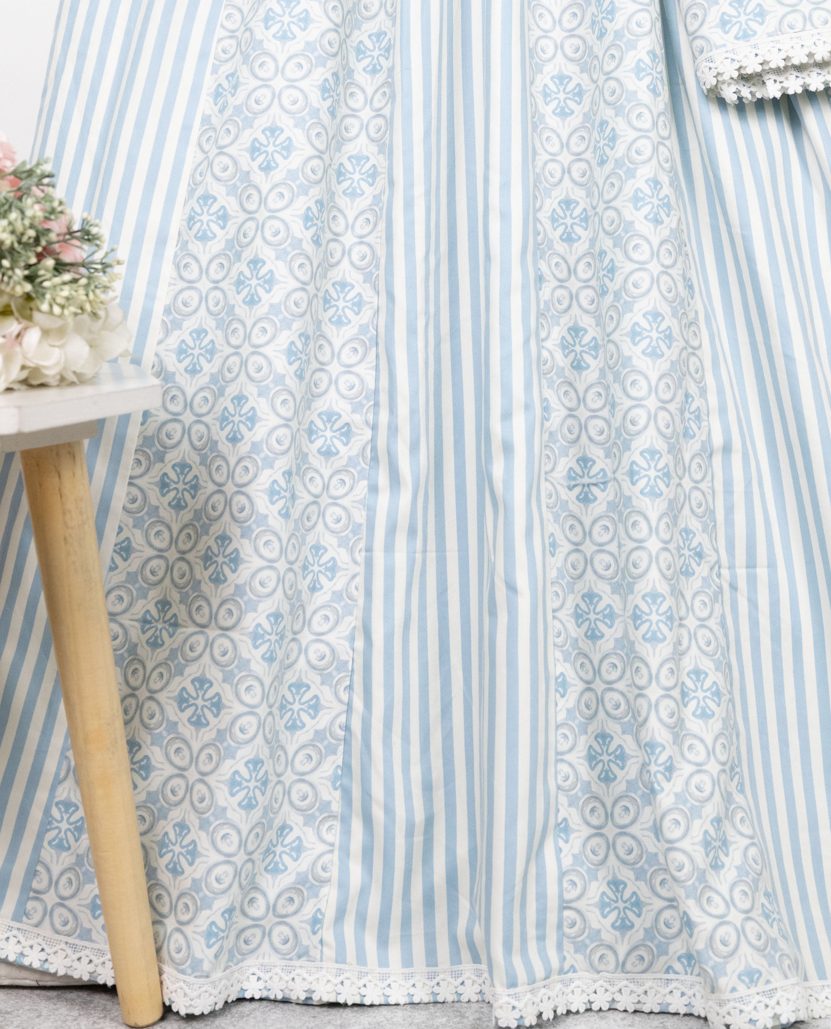 Baby Blue White Stripes Rida With Smart Pattern & Smart Look