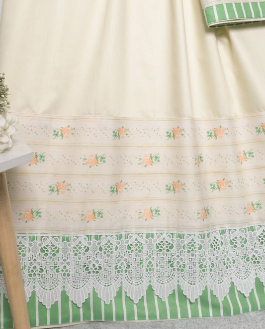 Lemon Yellow Rida With Smart Floral Panel & Lace