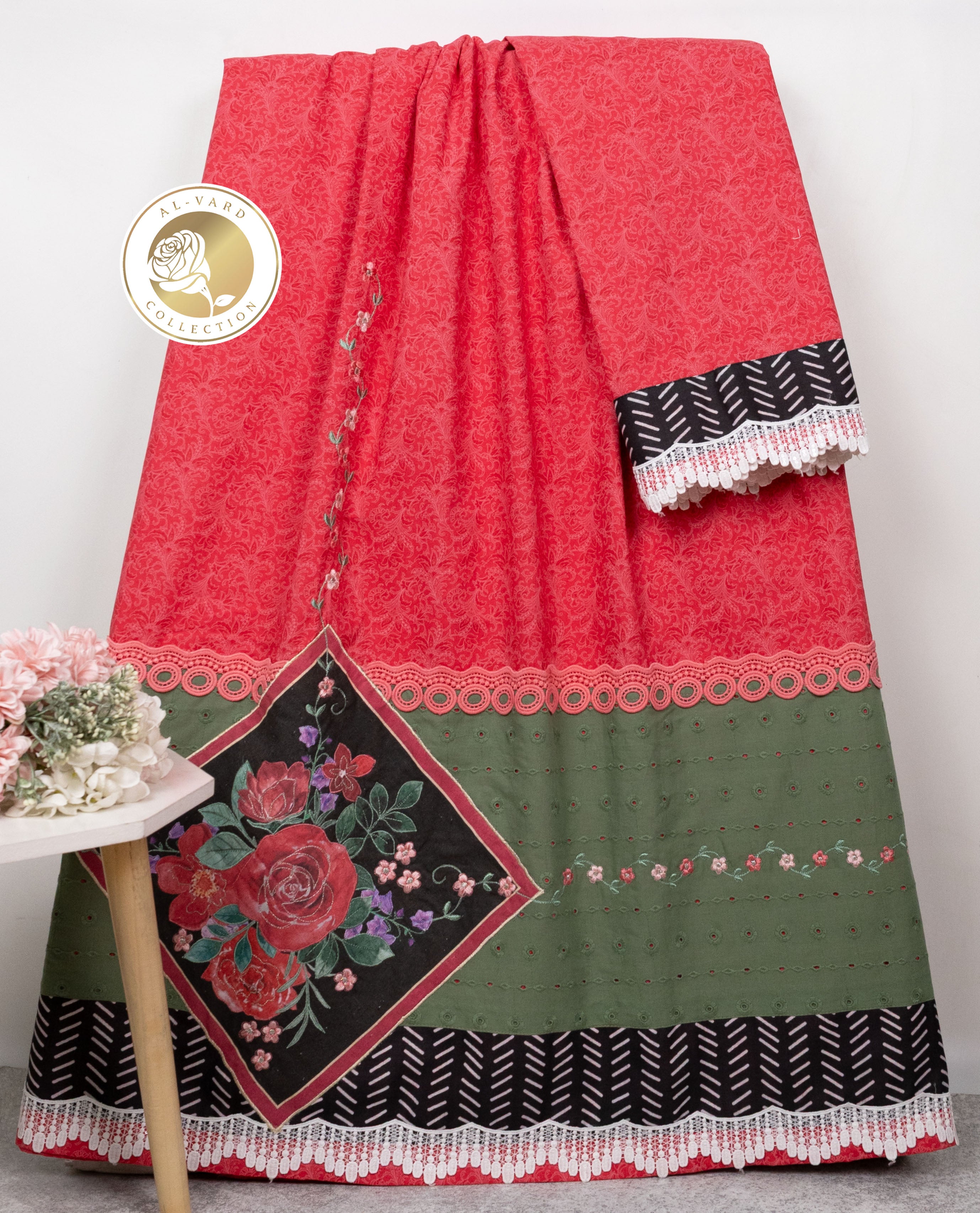 Vermillion Red Rida With Smart Floral Pattern & Smart Panel Lacing