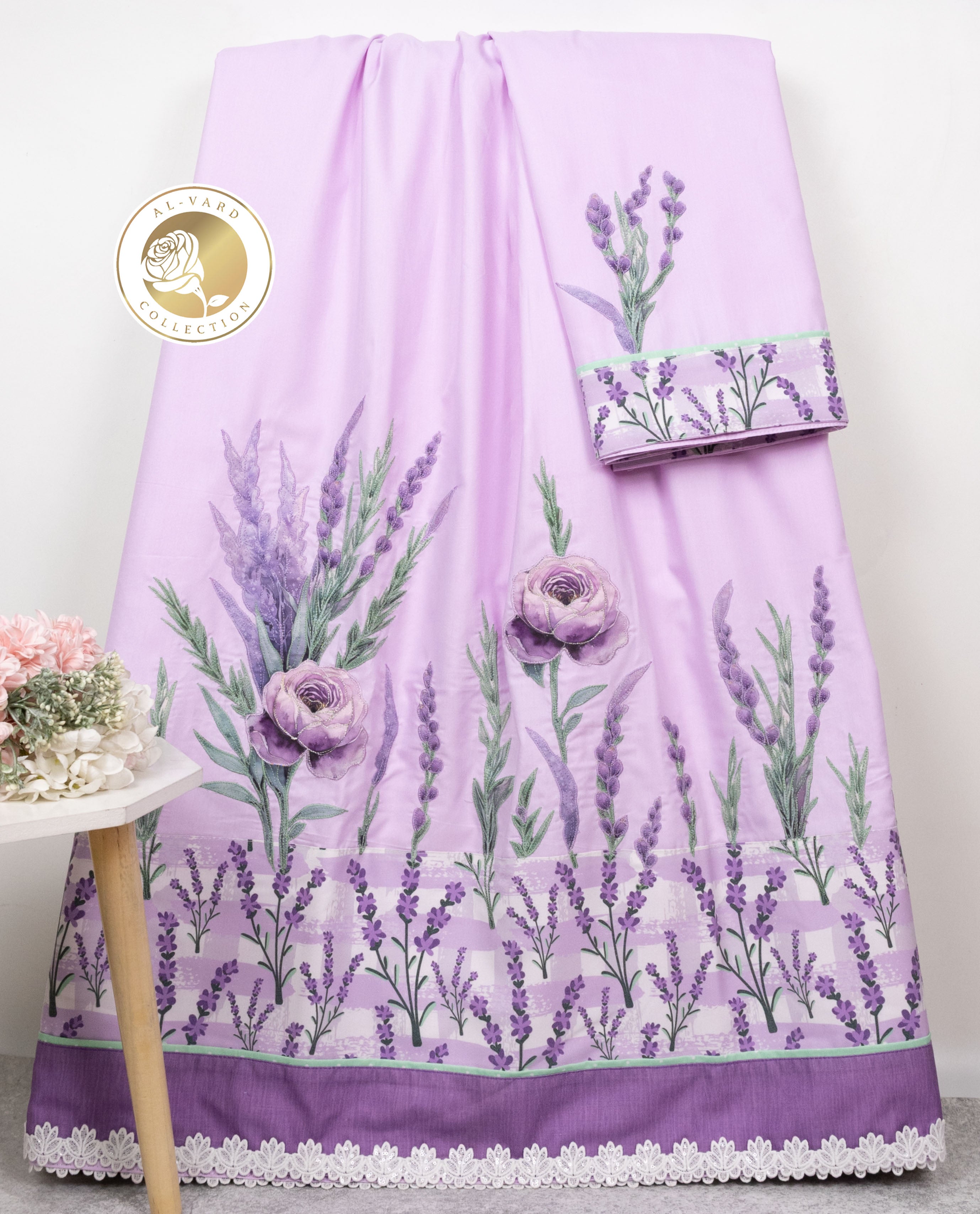 Light Purple Rida With Smart Lavender Floral Panel & Smart Lavander Floral Work