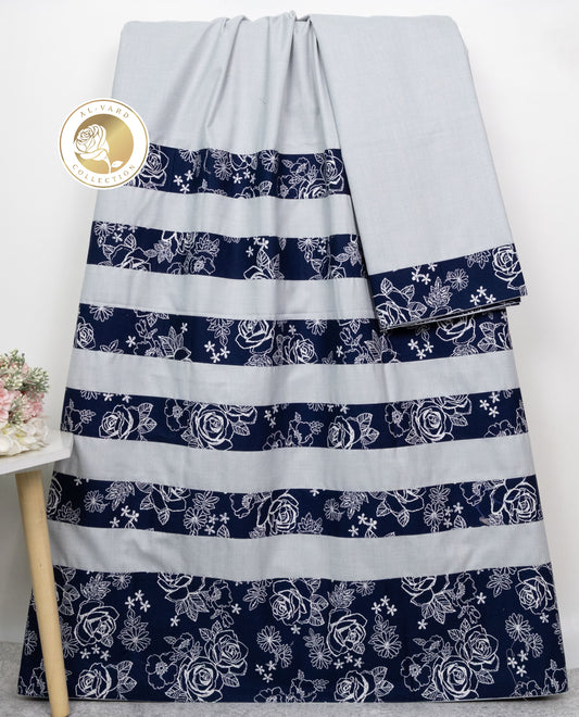Light Grey Rida With Smart Navy Blue White Floral Print High Panel