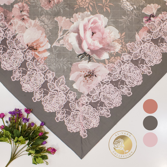 Floral Printed Quilted Sujni With Heavy Sequence Lace On Border