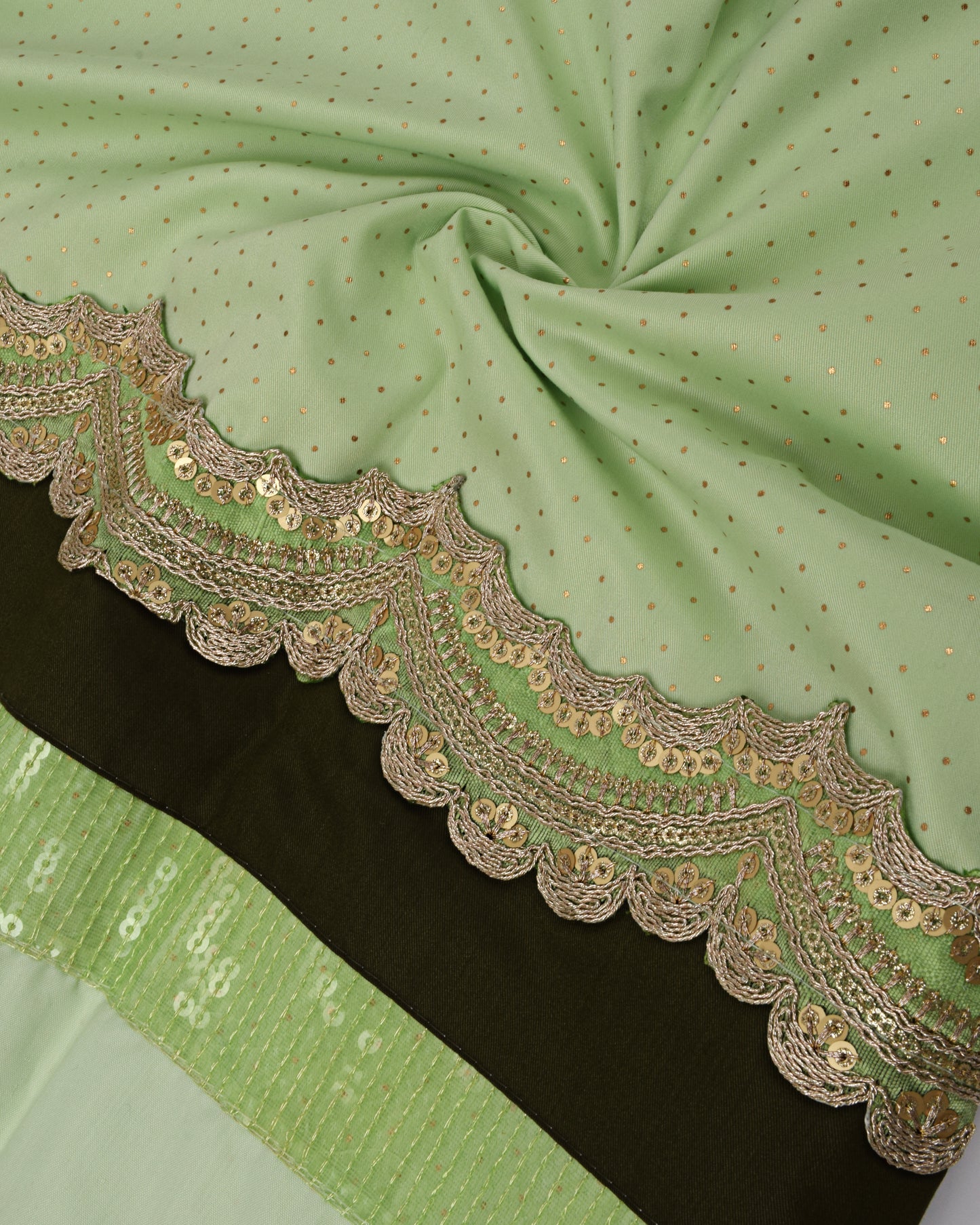 Pistachio Glitter Rida With Smart Look Lace & Panel