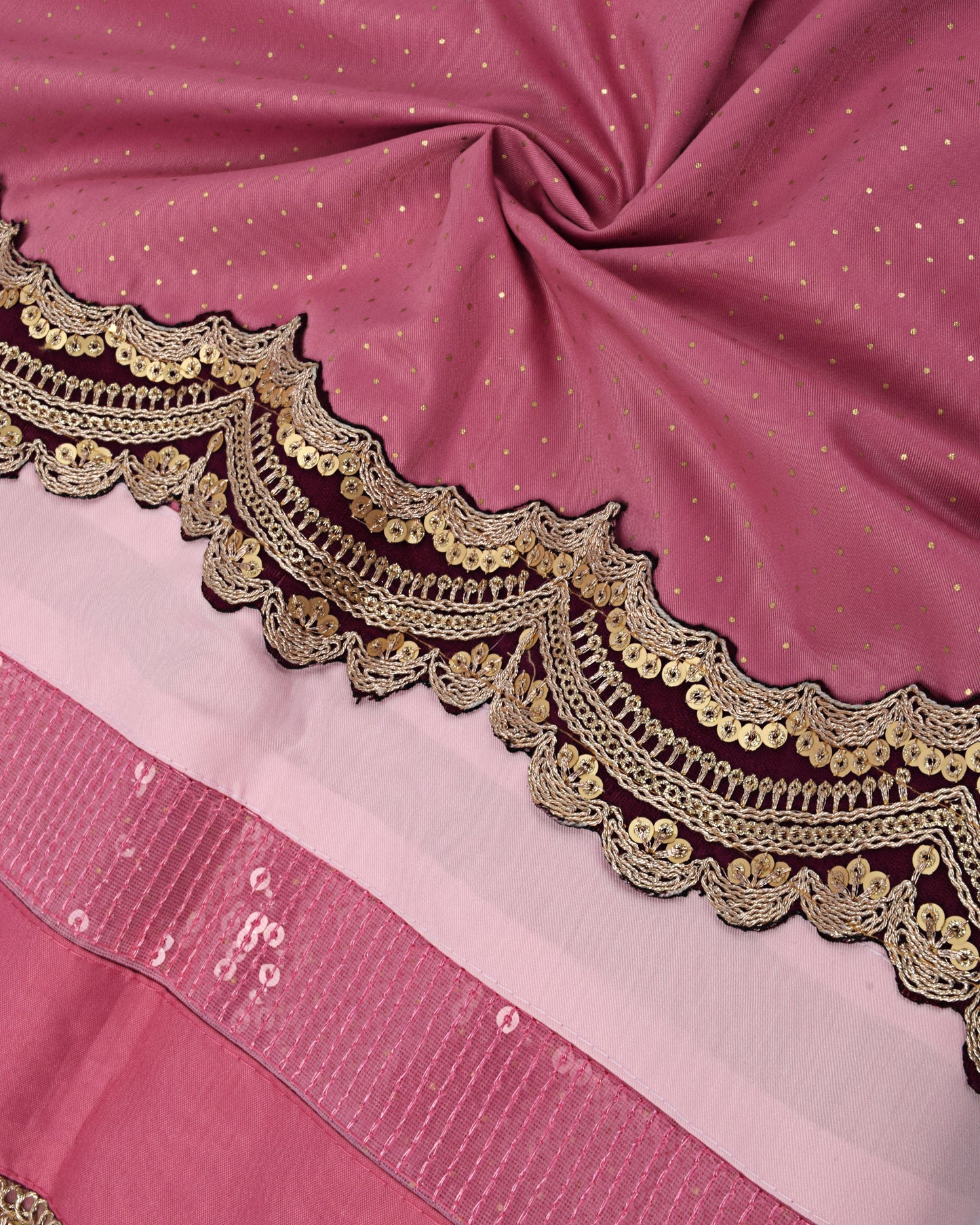 Rani Pink Glitter Rida With Smart Look Lace & Panel