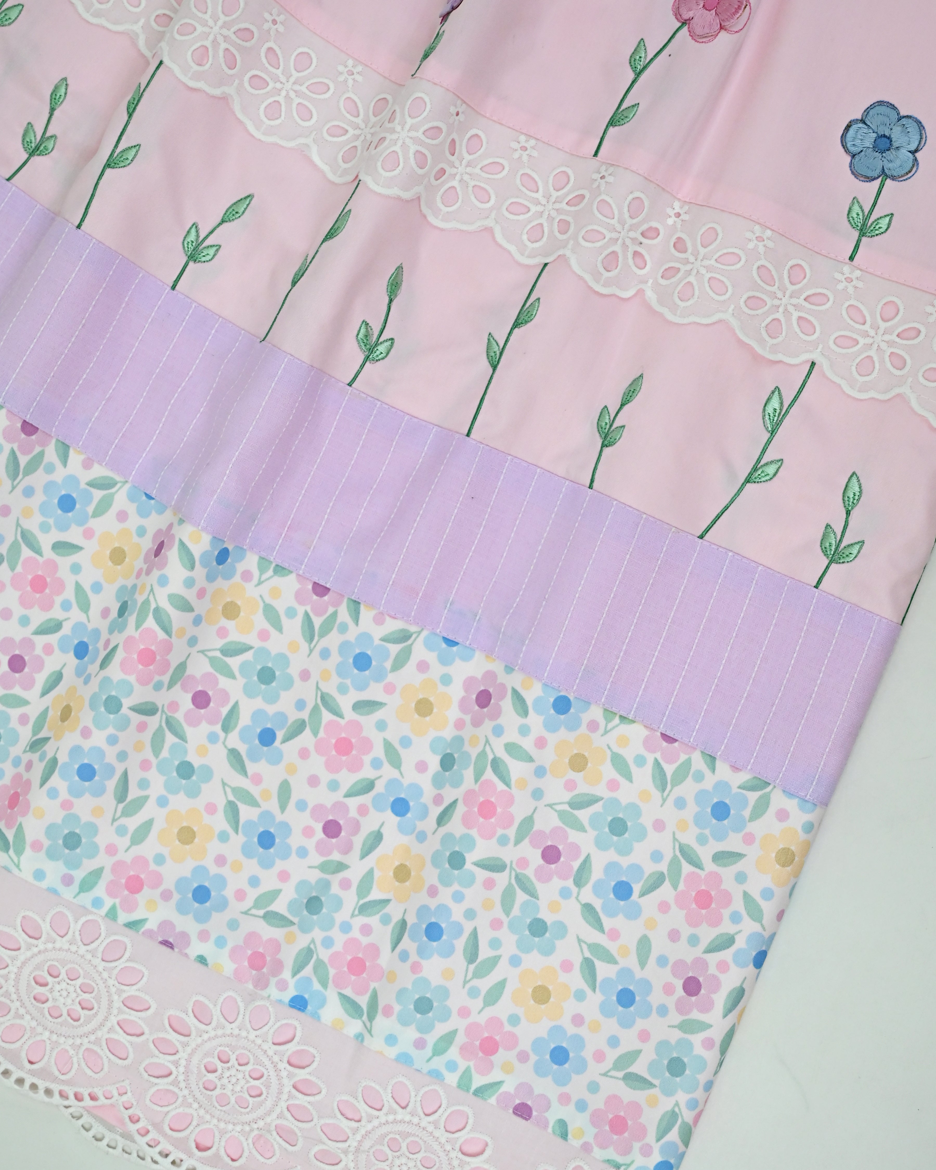 Baby Pink Rida With Smart Multi Floral Panel Smart Lace & Smart Floral & Leafy Embroidery