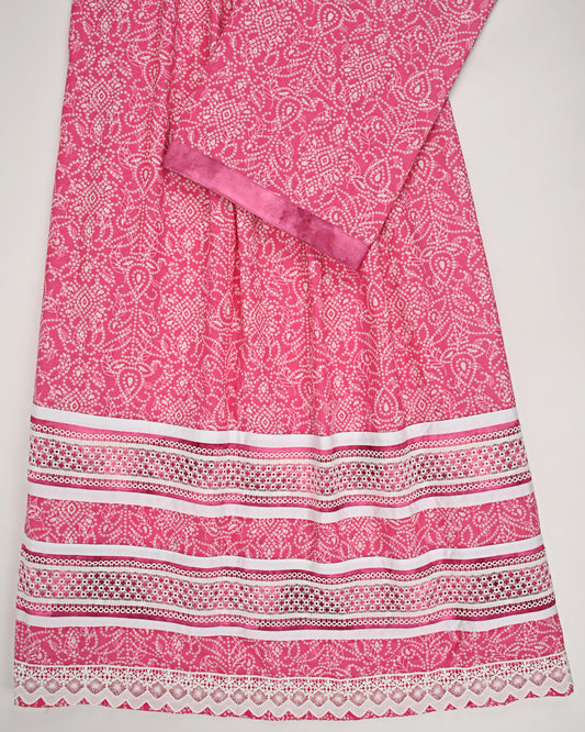 Fushia Pink Base Printed Batik Rida With Smart White Lacing