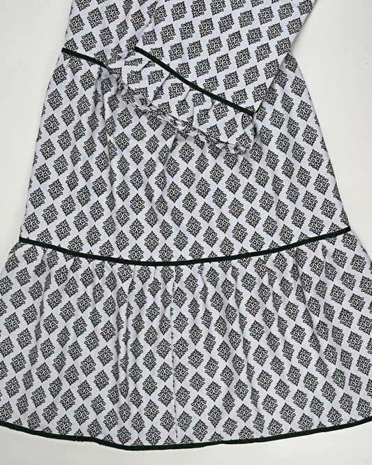 White Based Printed Skirt Style Rida