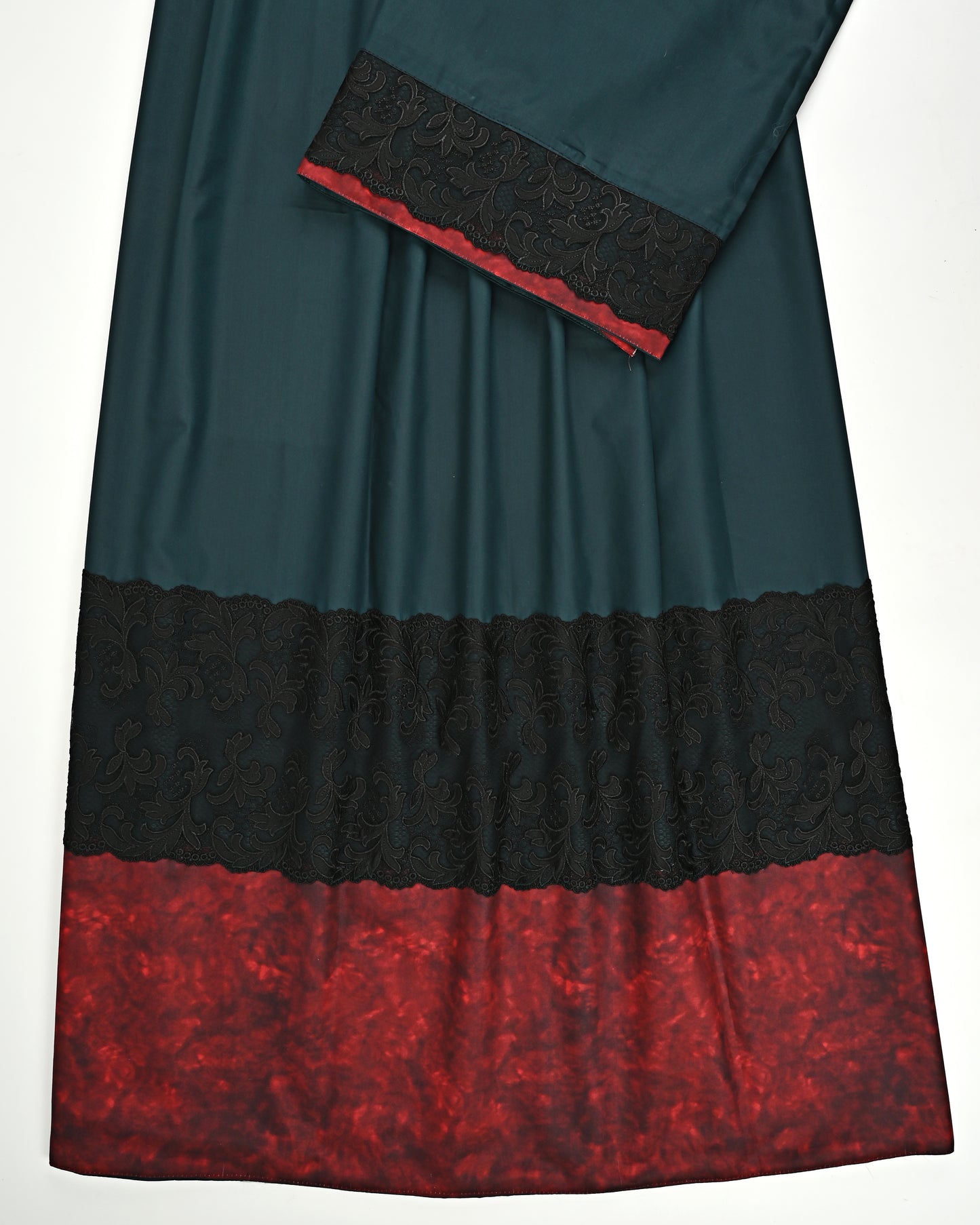 Dark Green Rida With Smart Dark Panel & Black Lace