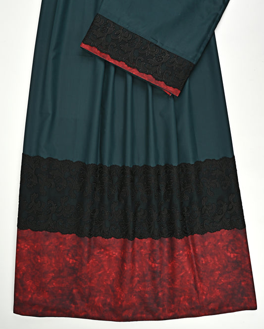 Dark Green Rida With Smart Dark Panel & Black Lace