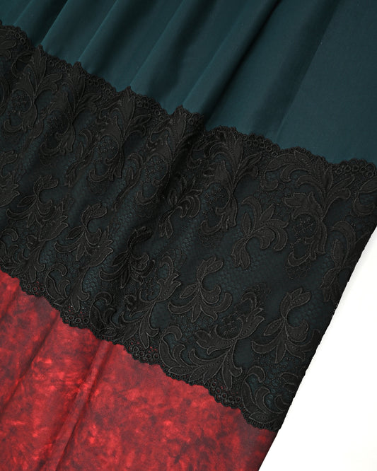 Dark Green Rida With Smart Dark Panel & Black Lace
