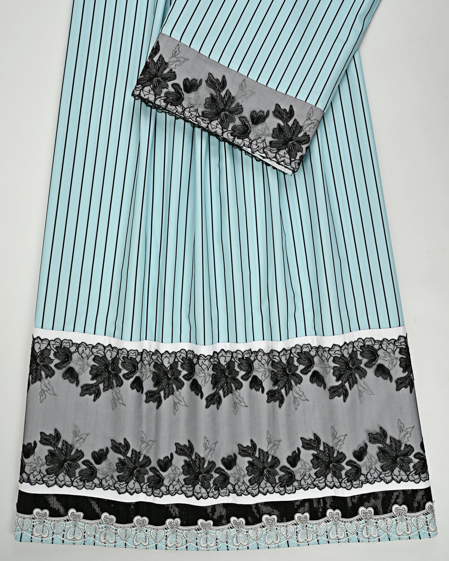 Light Blue Black Lining Rida With Smart Black Lace