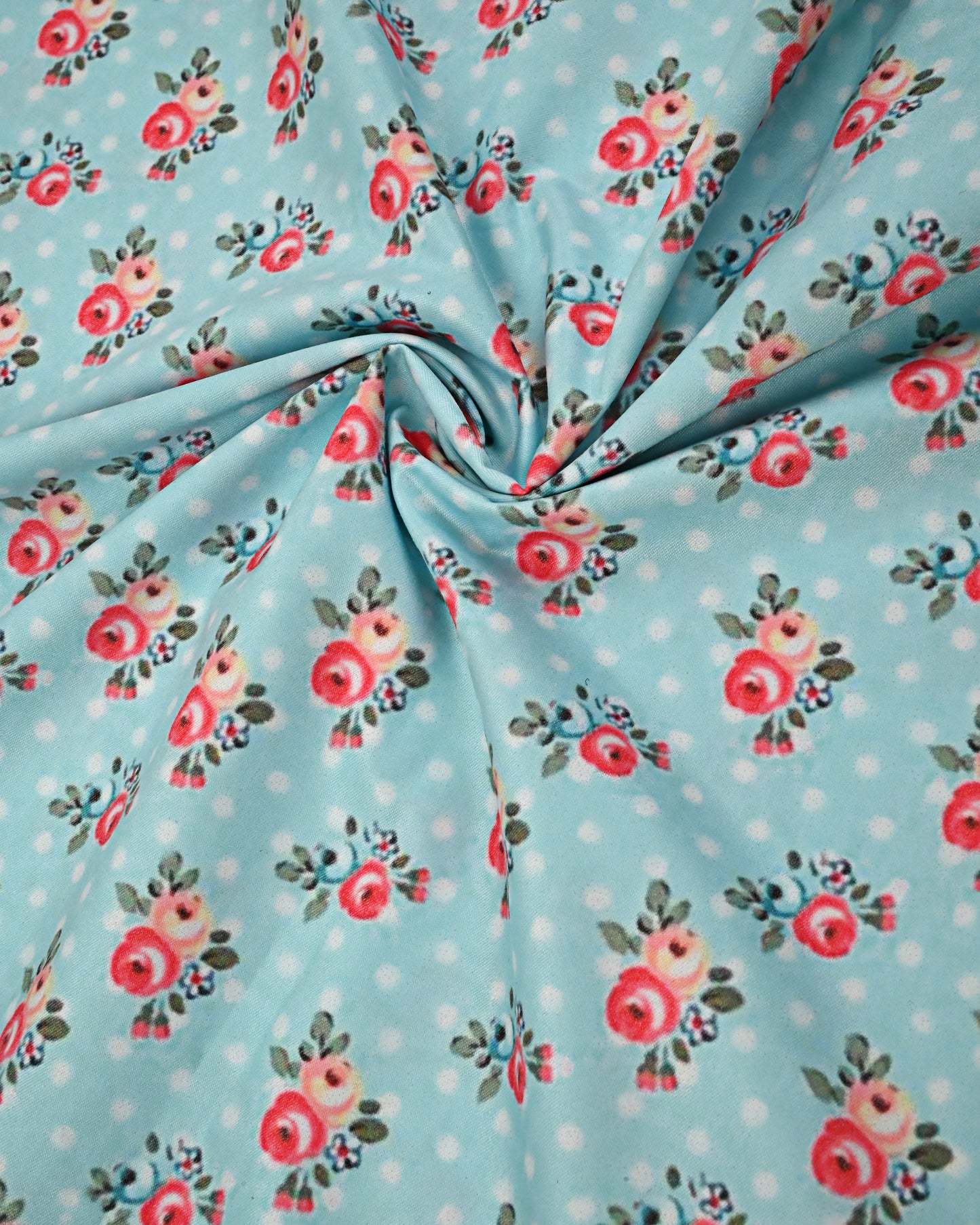 Light Blue Rida Floral Printed With Smart Lace & Panel