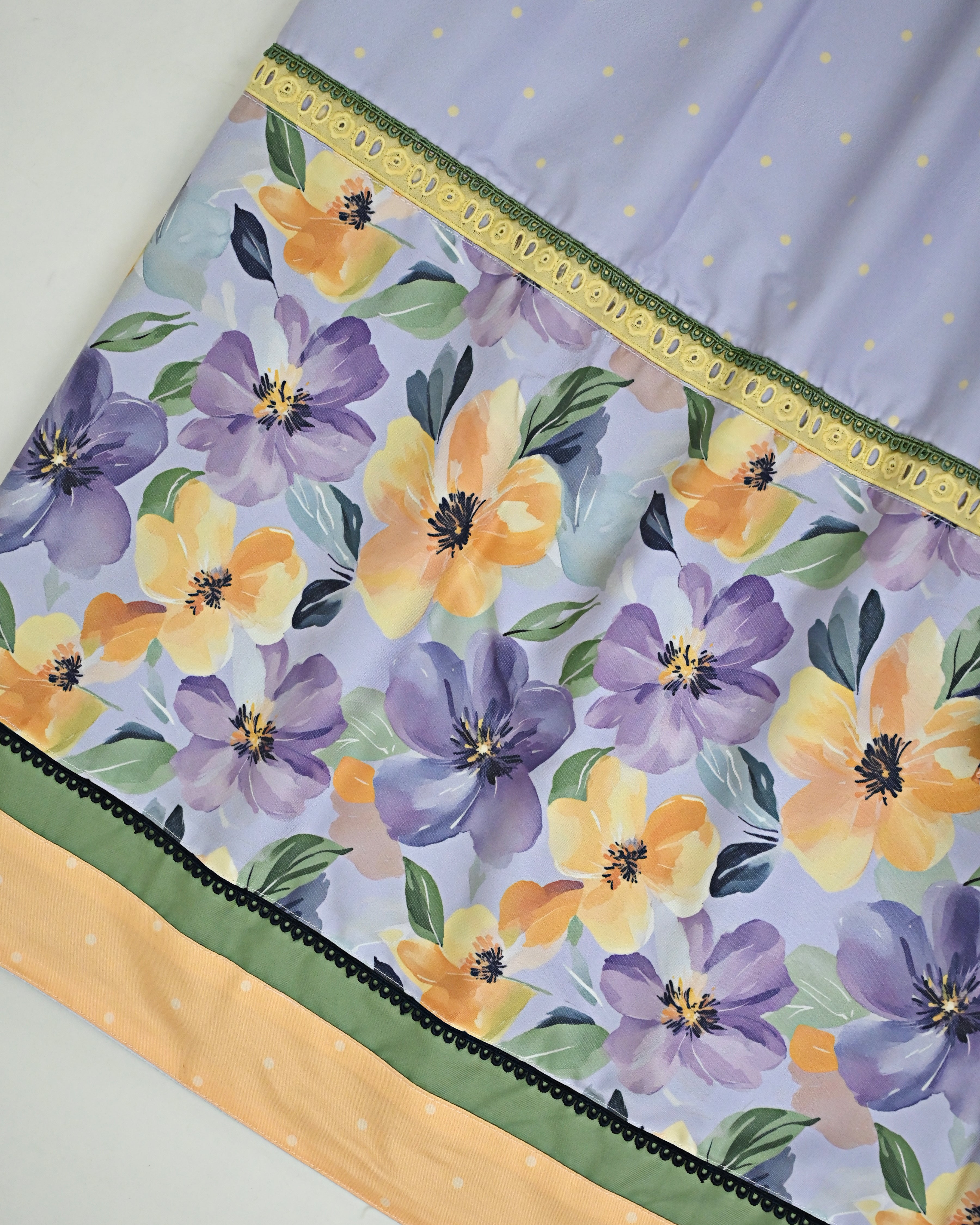 Lavendar RCJ With Floral Panel Same Quilted Masallah With Same Dupatta With Floral Border