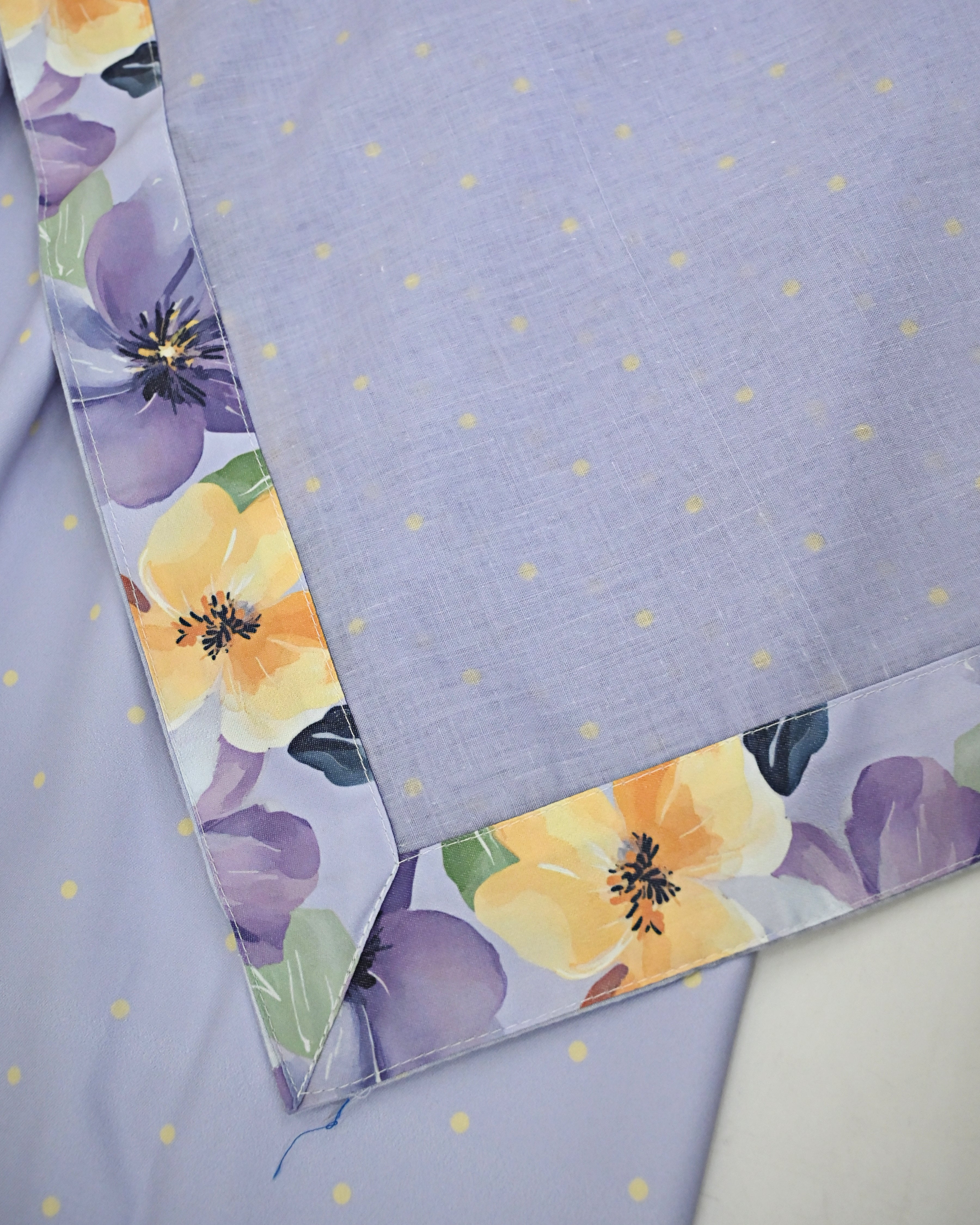 Lavendar RCJ With Floral Panel Same Quilted Masallah With Same Dupatta With Floral Border